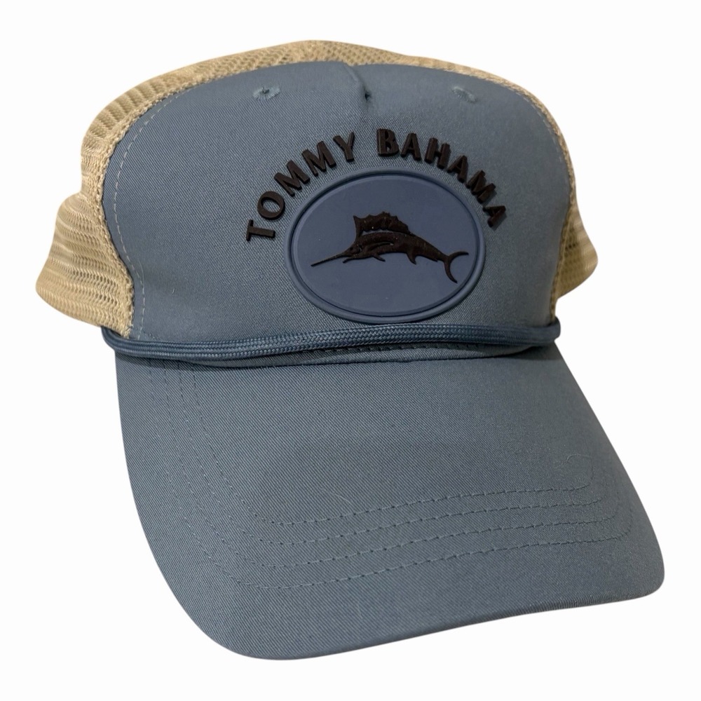 Tommy Bahama Marlin Patch Trucker Snapback Mesh‎ Hat Cap Blue/White One Size